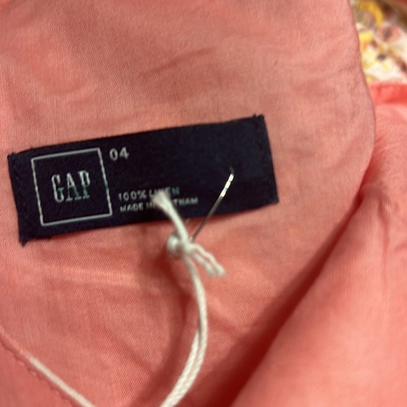 GAP 100% Linen Sleeveless A-Line V-neck Dress Pink / White Size 4 NWT - Picture 9 of 10